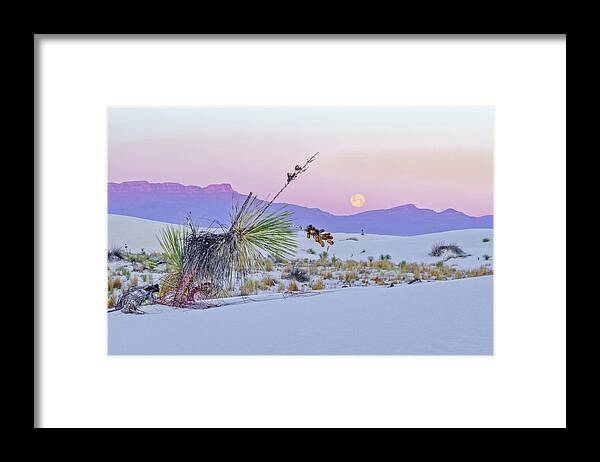New Mexico Framed Print featuring the photograph April 2020 Moonset over White Sands by Alain Zarinelli