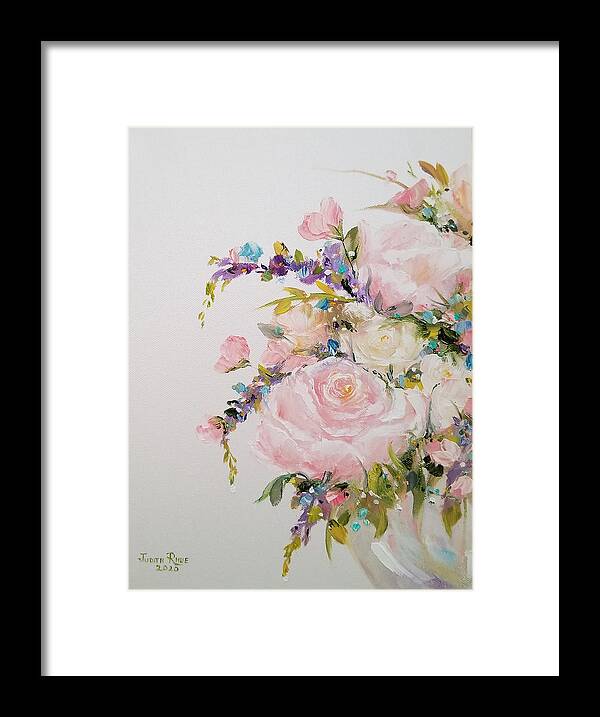 Flowers Framed Print featuring the painting April's Pearls left by Judith Rhue