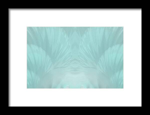 Fractal Framed Print featuring the digital art Aqua Angel Wings Fractal Abstract by Shelli Fitzpatrick