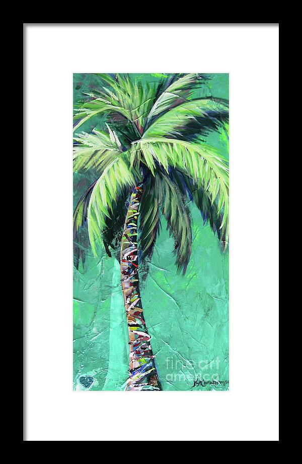 Aqua Framed Print featuring the painting Aqua Palm Tree by Kristen Abrahamson