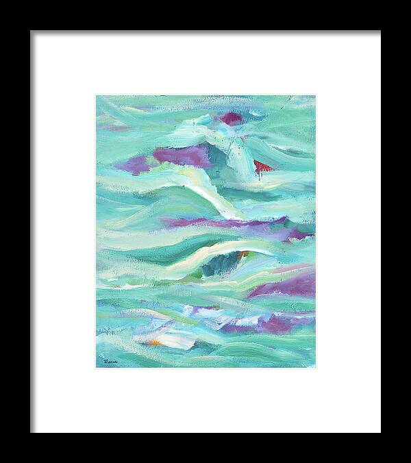 Abstract Framed Print featuring the painting Aqua Seascape by Maria Meester