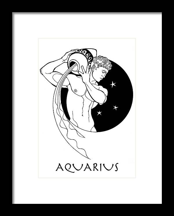 Zodiac Framed Print featuring the drawing Aquarius by Steven Stines