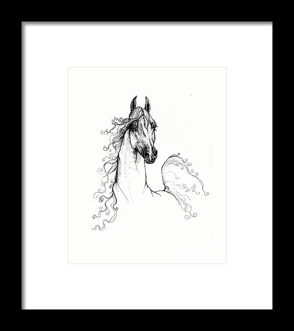 Horse Framed Print featuring the drawing Arabian horse drawing 2009 xx by Ang El