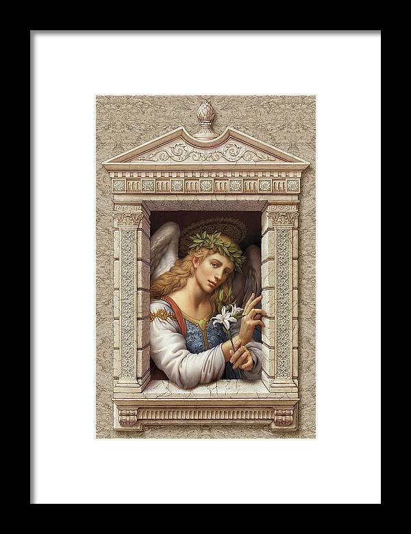 Christian Art Framed Print featuring the painting Archangel Gabriel by Kurt Wenner