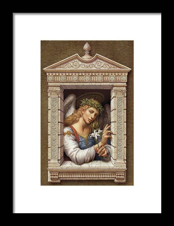 Christian Art Framed Print featuring the painting Archangel Gabriel 2 by Kurt Wenner