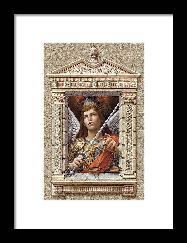 Christian Art Framed Print featuring the painting Archangel Michael by Kurt Wenner