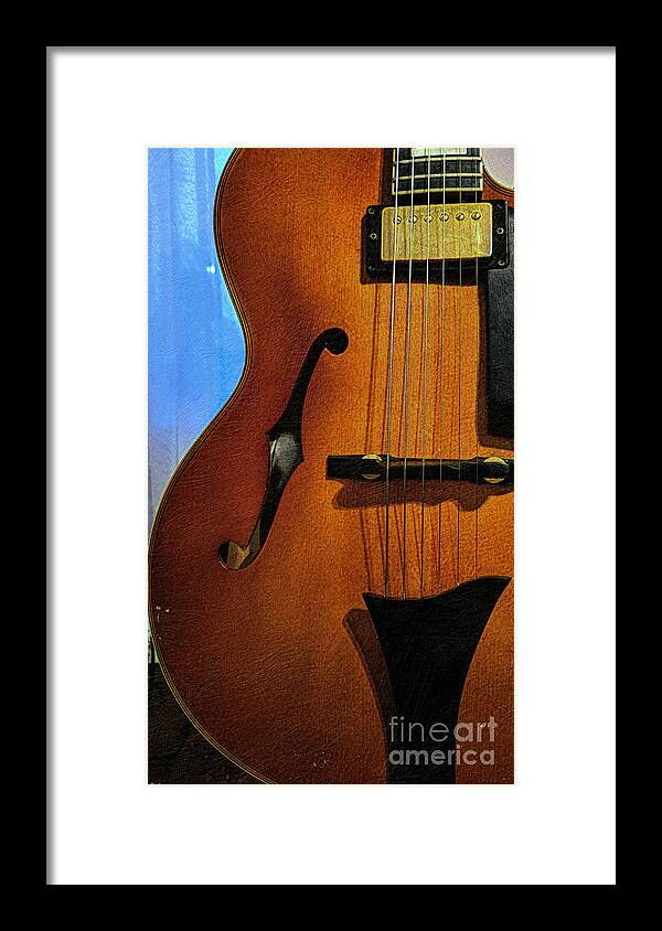 Jazz Framed Print featuring the mixed media Archtop Guitar Detail by Bentley Davis