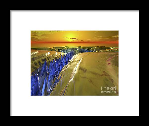 Three Dimensional Framed Print featuring the digital art Arctic Fractal Glacier by Phil Perkins