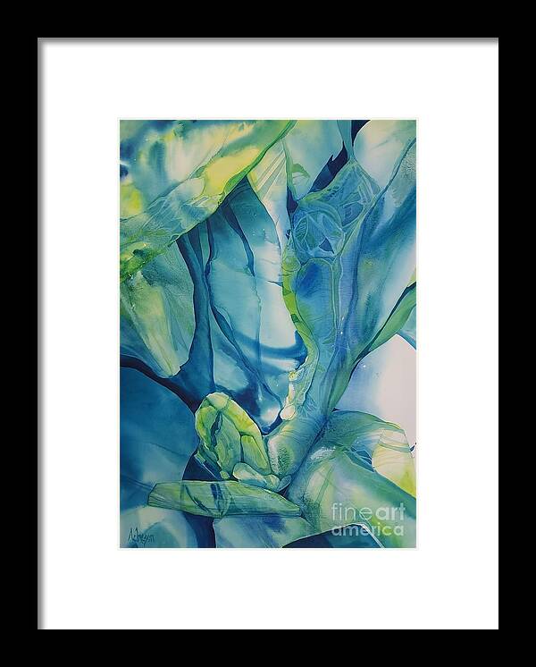 Watercolour Ice Arctic Ecological Blue Abstract Transparent Framed Print featuring the painting Arctic Ice by Donna Acheson-Juillet