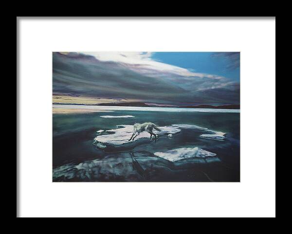 Realism Framed Print featuring the painting Arctic Wolf by Sean Connolly