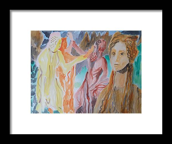 Sculpture Framed Print featuring the painting Archcaic Hellenistic Beauty by Enrico Garff