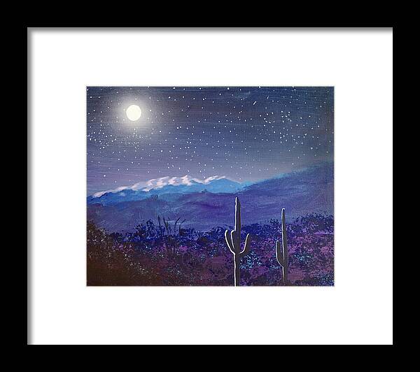 Tucson Framed Print featuring the painting Arizona Desert Moonlight by Chance Kafka