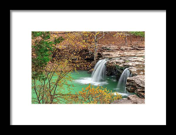 Falling Water Falls Framed Print featuring the photograph Arkansas Falling Water Falls In Autumn - Ozark National Forest by Gregory Ballos