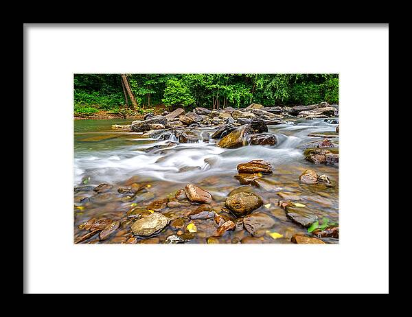 White Water Rocks Framed Print featuring the photograph Arkansas Natural Dam Waterfalls NIne by Dave Melear