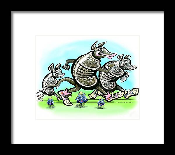Armadillo Framed Print featuring the digital art Armadillo Family by Kevin Middleton
