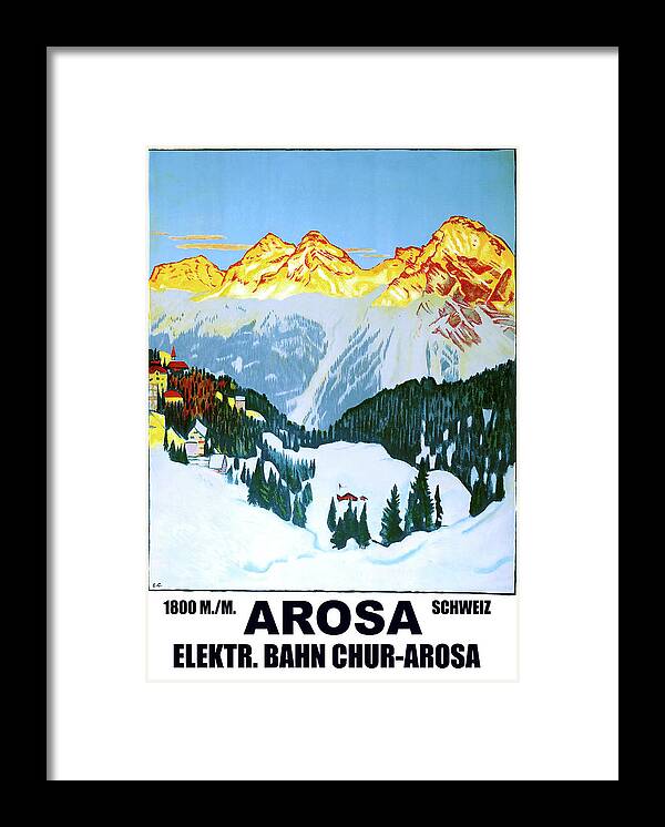 Arosa Framed Print featuring the painting Arosa, mountains, Switzerland by Long Shot
