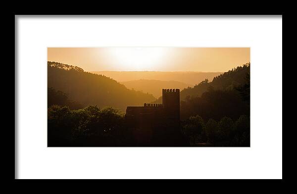 Lousa Framed Print featuring the photograph Arouce Castle Silhouette at Sunset by Angelo DeVal