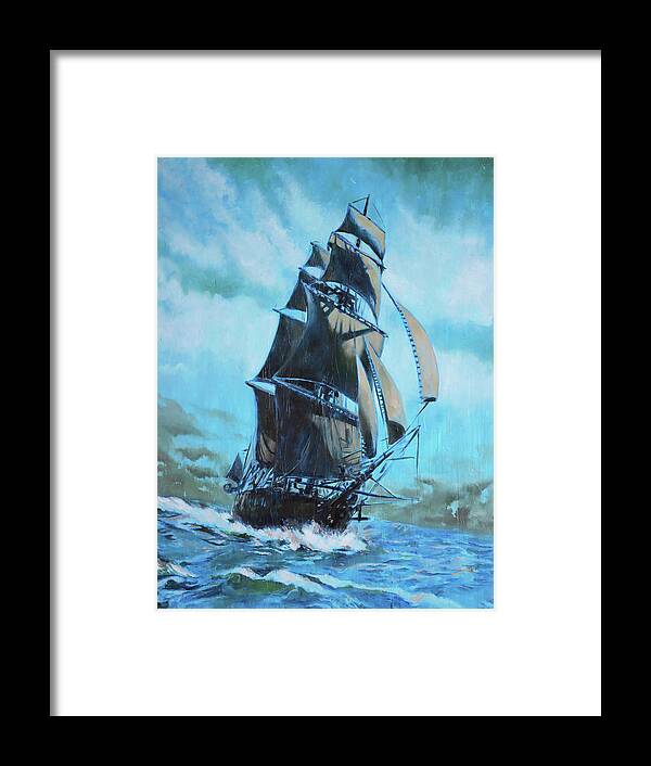 Saiboat Framed Print featuring the painting Around The World by Sv Bell