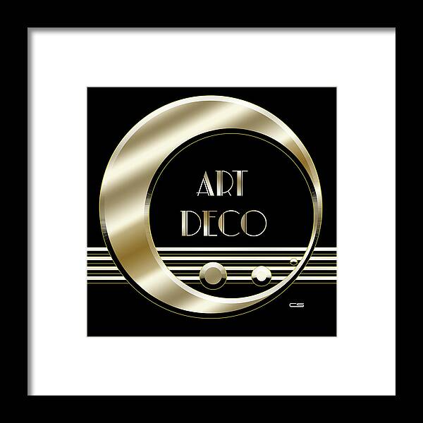 Artdeco Logo Gold Framed Print featuring the digital art Art Deco Logo - Black and Gold by Chuck Staley