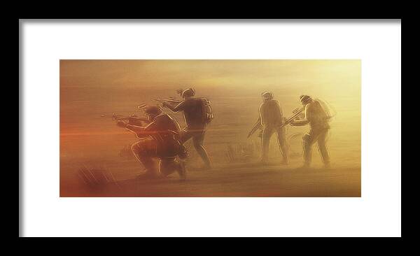 Soldiers Framed Print featuring the digital art Art - Fighting in the Storm by Matthias Zegveld