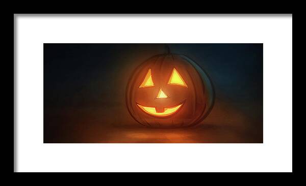 Fall Framed Print featuring the digital art Art - Halloween Pumpkin by Matthias Zegveld