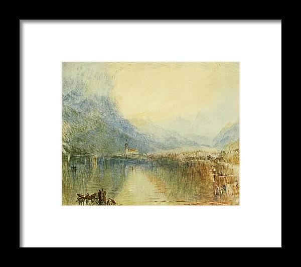 European Framed Print featuring the painting Arth from the Lake of Zug by Joseph Mallord William Turner