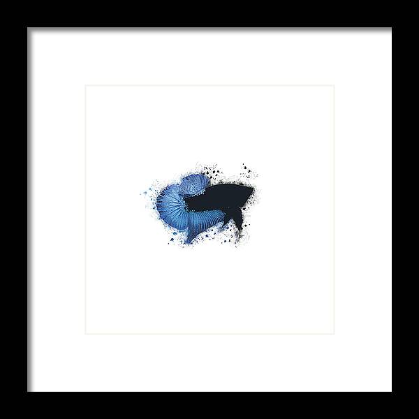 Artistic Framed Print featuring the digital art Artistic Blue Black Light Betta Fish by Sambel Pedes