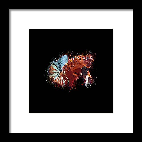 Artistic Framed Print featuring the digital art Artistic Brown Multicolor Betta Fish by Sambel Pedes