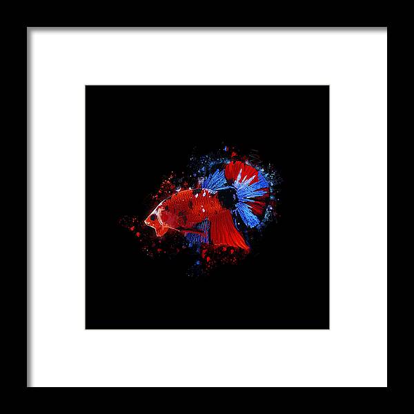 Artistic Framed Print featuring the digital art Artistic Red Koi Betta Fish by Sambel Pedes