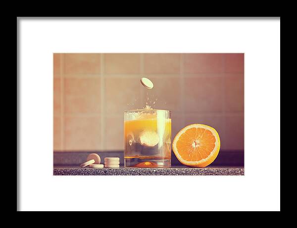 Vitamin C Framed Print featuring the photograph Artistic shot of vitamin C family by Elisanth_