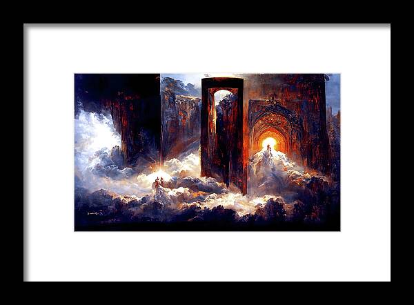 Heaven Framed Print featuring the painting Ascending to the Gates of Heaven, 02 by AM FineArtPrints