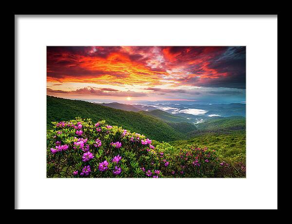 Blue Ridge Parkway Framed Print featuring the photograph Asheville North Carolina Blue Ridge Parkway Scenic Sunset Landscape by Dave Allen