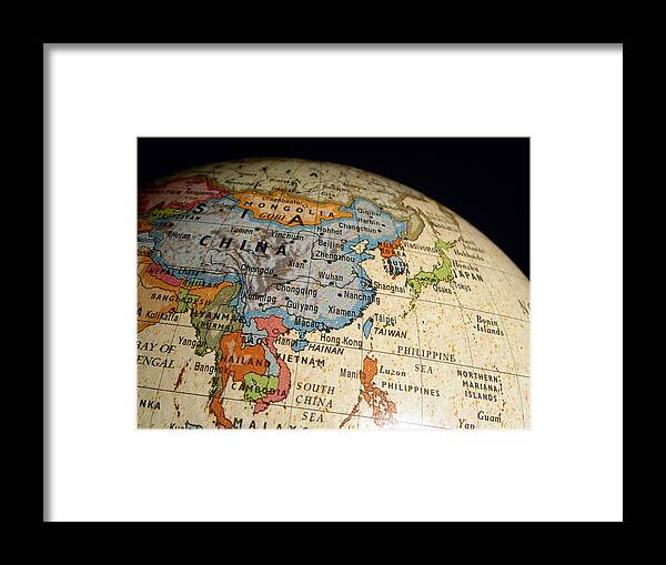 Korea Framed Print featuring the photograph Asia On World Globe by Zennie