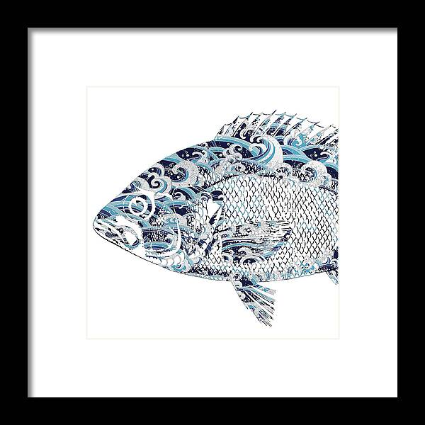 Asian Framed Print featuring the digital art Asian Art Fish by Rebecca Herranen