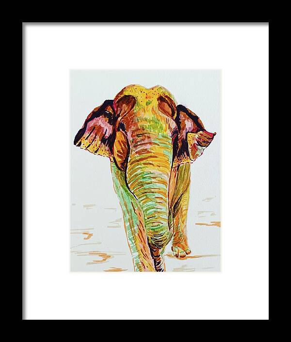 Asian Elephant Framed Print featuring the painting Asian Elephant by Tracy Hutchinson