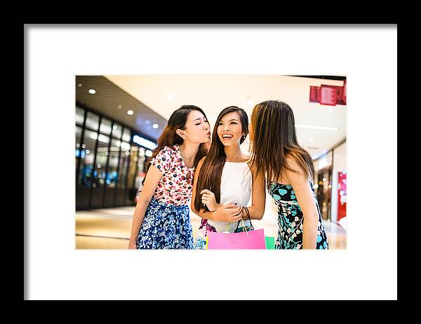 Casual Clothing Framed Print featuring the photograph Asian friends shopping in the mall by Franckreporter