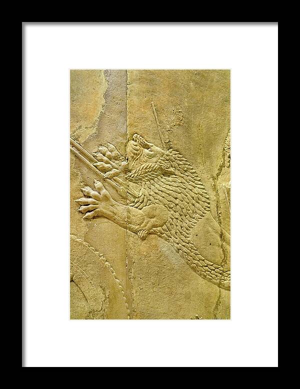 Assyrian Lion Hunt Framed Print featuring the photograph Assyrian Lion Hunt 08 by Weston Westmoreland