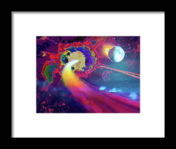Colorful Framed Print featuring the digital art Astral Comet Messenger by Don White Artdreamer