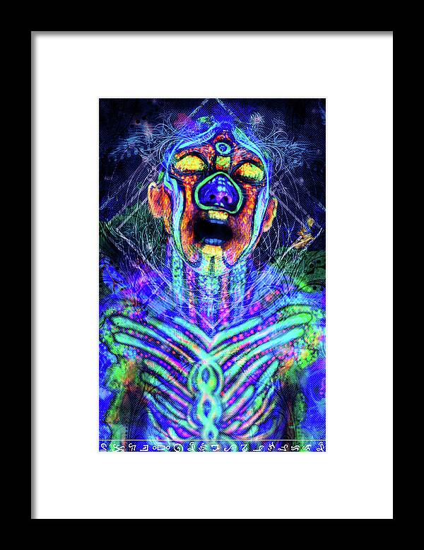 Bodypaint Bodypainting Body Paint Blacklight Uv Ultraviolet Framed Print featuring the painting Astral Goddess 4 by Matt Deifer