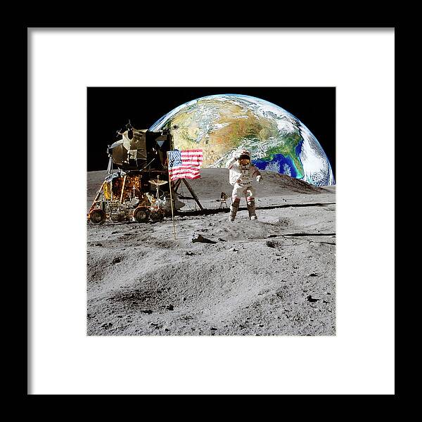 Astronaut John W. Young And Amazing Earth Framed Print featuring the photograph Astronaut John W. Young and Amazing Earth by Bob Pardue