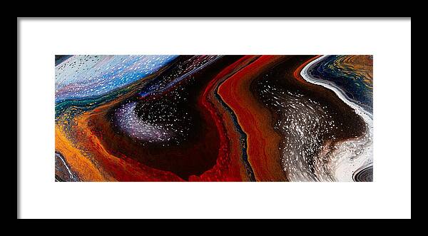 Abstract Framed Print featuring the digital art At The Edge Of Time - Abstract Contemporary Acrylic Painting by Sambel Pedes
