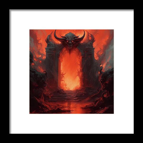 Hell Framed Print featuring the painting At the Gates of Hell, 10 by AM FineArtPrints