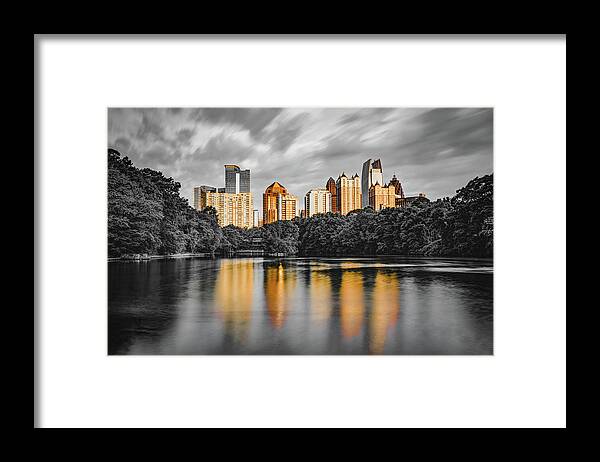 Atlanta Skyline Framed Print featuring the photograph Atlanta Golden City Skyline From Piedmont Park by Gregory Ballos