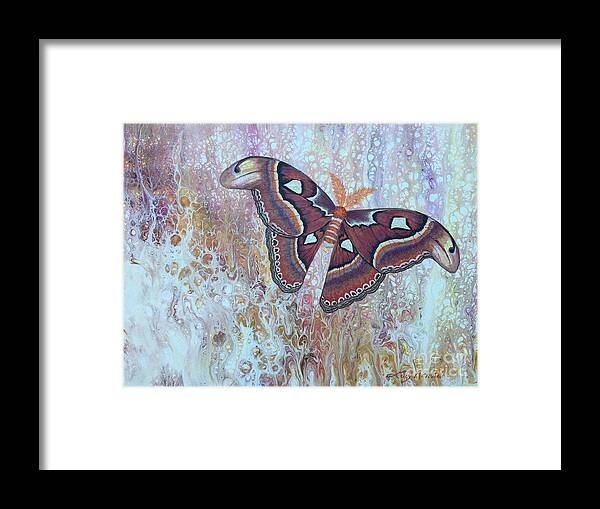 Moth Framed Print featuring the painting Atlas Silk Moth by Lucy Arnold