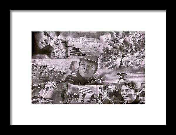 Audie Murphy Framed Print featuring the photograph Audie Murphy Red Badge of Courage Photo Montage by Dyle Warren