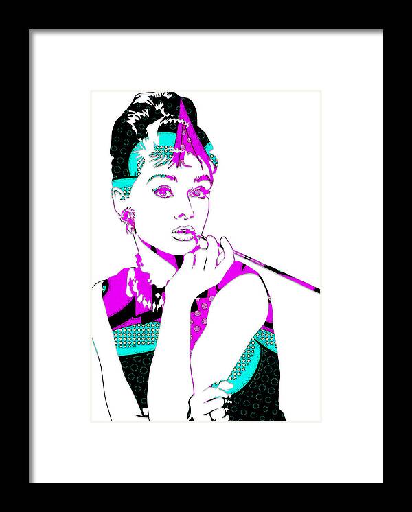 Audrey Hepburn Framed Print featuring the mixed media Audrey Hepburn Number 4 by Marvin Blaine