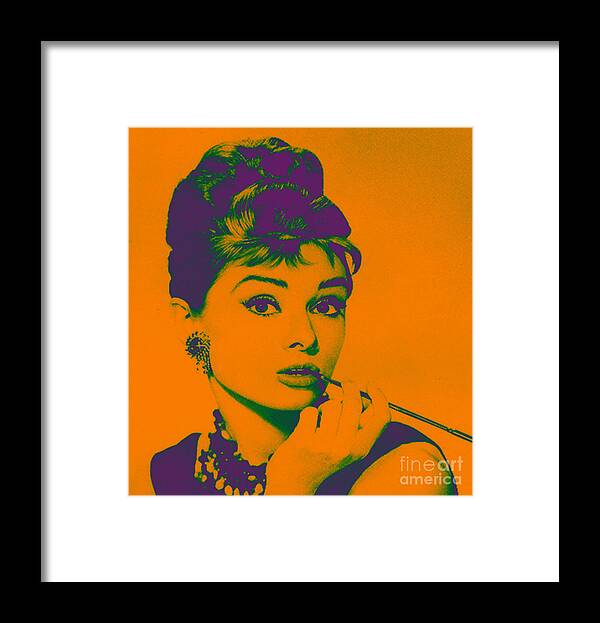 Audrey Hepburn Framed Print featuring the painting Audrey Hepburn Purple by Kathleen Artist PRO
