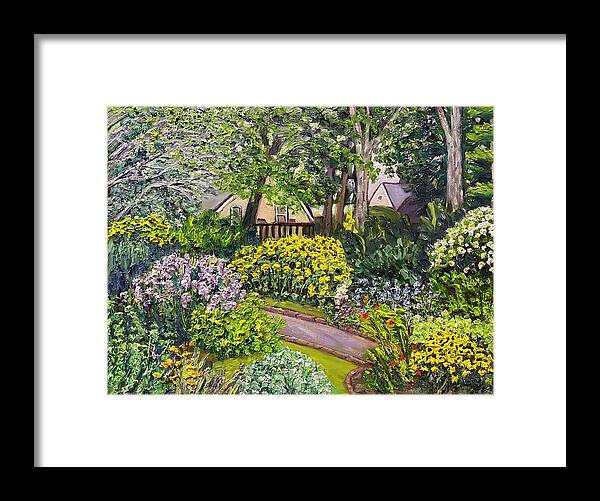 Garden Framed Print featuring the painting August in the Garden by Richard Nowak