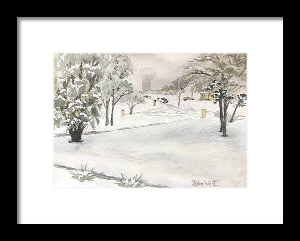 Snow Framed Print featuring the painting Austin Snow by John West