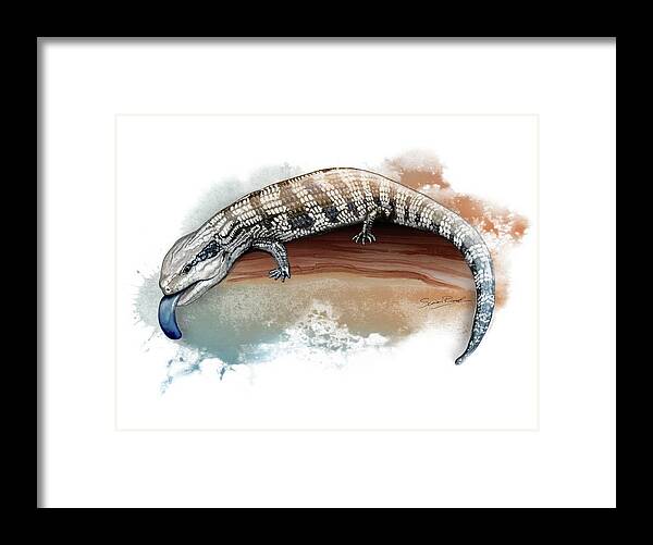 Art Framed Print featuring the painting Australian Blue Tongue Lizard by Simon Read